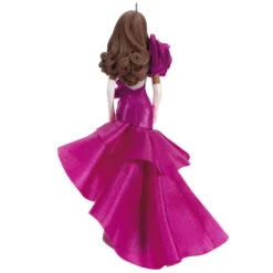 Hallmark Barbie™ Pink Collection™ 2023 Porcelain And Fabric Ornament -Charming Home Shop Barbie in Hot Pink Dress Keepsake Ornament 4999QXI7007 06