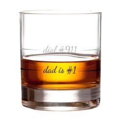 Dad Is #1 Dial #911 Rocks Glass, 10 Oz. -Charming Home Shop Dad Is 1 Dial 911 Rocks Glass PRC6012 03
