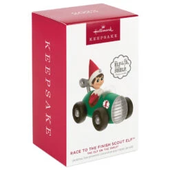 Hallmark The Elf On The Shelf® Race To The Finish Scout Elf™ Ornament -Charming Home Shop Elf on the Shelf in Race Car Keepsake Ornament 1799QXI7357 04