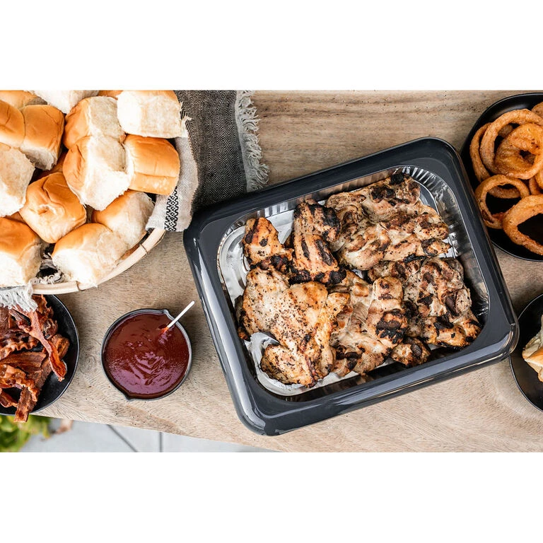 Charcoal Fancy Panz Rectangle Foil Pan 2-in-1 Deep Serving Tray 4 Charcoal Fancy Panz Rectangle Foil Pan 2-in-1 Deep Serving Tray - Image 2