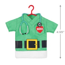 Hallmark The Gift Of Caring 2023 Fabric Ornament -Charming Home Shop Green Scrubs Shirt Keepsake Ornament 1399QGO2897 03