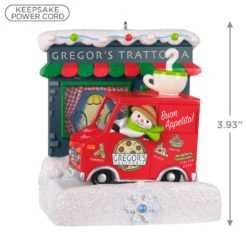 Hallmark Happy Holiday Parade Collection Gregor's Trattoria Musical Ornament With Light -Charming Home Shop Gregors Trattoria and Food Truck Keepsake Ornament 3499QGO2527 03