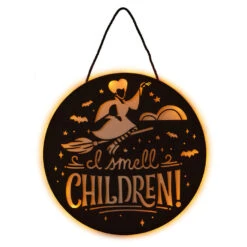 Hallmark Disney Hocus Pocus I Smell Children Porch Decor With Light -Charming Home Shop Hocus Pocus LightUp Metal Door Sign 1HGN1526 03