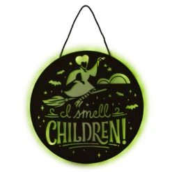 Hallmark Disney Hocus Pocus I Smell Children Porch Decor With Light -Charming Home Shop Hocus Pocus LightUp Metal Door Sign 1HGN1526 04