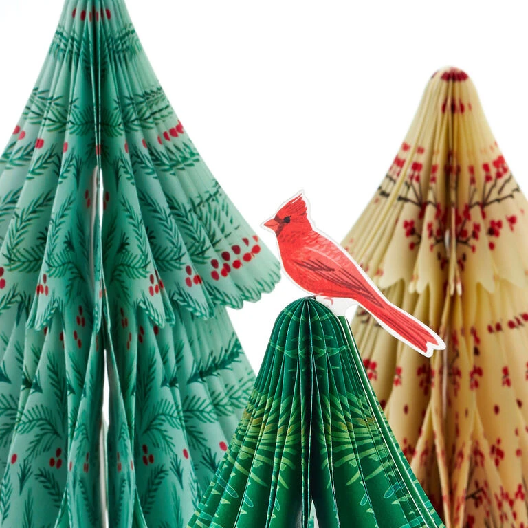 Hallmark Honeycomb Trees 3D Pop-Up Christmas Decorations, Set Of 3 4 Hallmark Honeycomb Trees 3D Pop-Up Christmas Decorations, Set Of 3 - Image 2