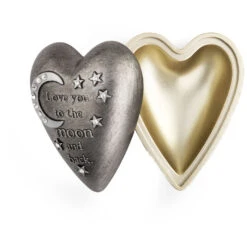 Love You To The Moon Art Heart Trinket Box, 3.5" -Charming Home Shop Love You to the Moon HeartShaped Trinket Box 1003480346 03