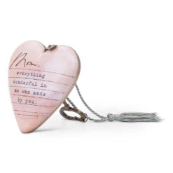 Demdaco Mom Dear You Art Heart Sculpture, 3.5" -Charming Home Shop Mom Dear You Art Heart Sculpture With Tassel and Key 1008000003 02