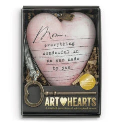 Demdaco Mom Dear You Art Heart Sculpture, 3.5" -Charming Home Shop Mom Dear You Art Heart Sculpture With Tassel and Key 1008000003 03