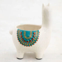 Natural Life Cream Ceramic Llama Planter 7 Natural Life Cream Ceramic Llama Planter -Charming Home Shop Natural Life Cream Ceramic Llama Planter PLNT073 03