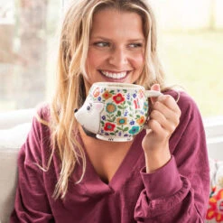 Natural Life Floral Hedgehog Sculpted Folk Mug, 16 Oz. 7 Natural Life Floral Hedgehog Sculpted Folk Mug, 16 Oz. -Charming Home Shop Natural Life Floral Hedgehog Sculpted Mug MUG404 03