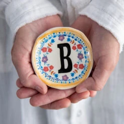 Natural Life Initial Trinket Dish, B -Charming Home Shop Natural Life Initial Trinket Dish DSH231 02