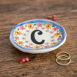 Natural Life Initial Trinket Dish, C -Charming Home Shop Natural Life Initial Trinket Dish DSH232 02