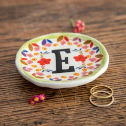 Natural Life Initial Trinket Dish, E -Charming Home Shop Natural Life Initial Trinket Dish DSH234 02