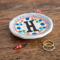 Natural Life Initial Trinket Dish, H -Charming Home Shop Natural Life Initial Trinket Dish DSH235 02