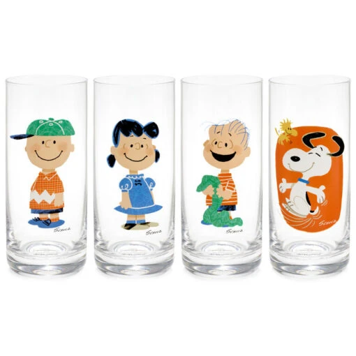 Hallmark Peanuts® Snoopy And Friends Tall Drinking Glasses, Set Of 4 -Charming Home Shop Peanuts Snoopy and Friends Tall Drinking Glasses Set of 4 1PAJ3545 01