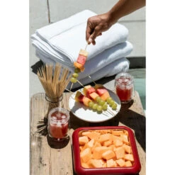 Red Fancy Panz Square Foil Pan Serving Tray -Charming Home Shop Red Square Serving Tray With Lid for 8x8 Foil Pans FP88002 02