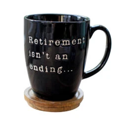 Our Name Is Mud Retirement Mug With Lid, 16 Oz. -Charming Home Shop Retirement Mug With Lid Set 6012052 02