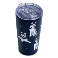E&S Pets Siberian Husky Stainless Steel Tumbler, 20 Oz. -Charming Home Shop Siberian Husky Dogs on Blue Stainless Steel Tumbler 11540 02