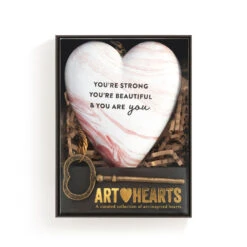 Demdaco Strong Beautiful You Art Heart With Key Stand -Charming Home Shop Strong Beautiful You Heart Sculpture With Key 1003480430 04
