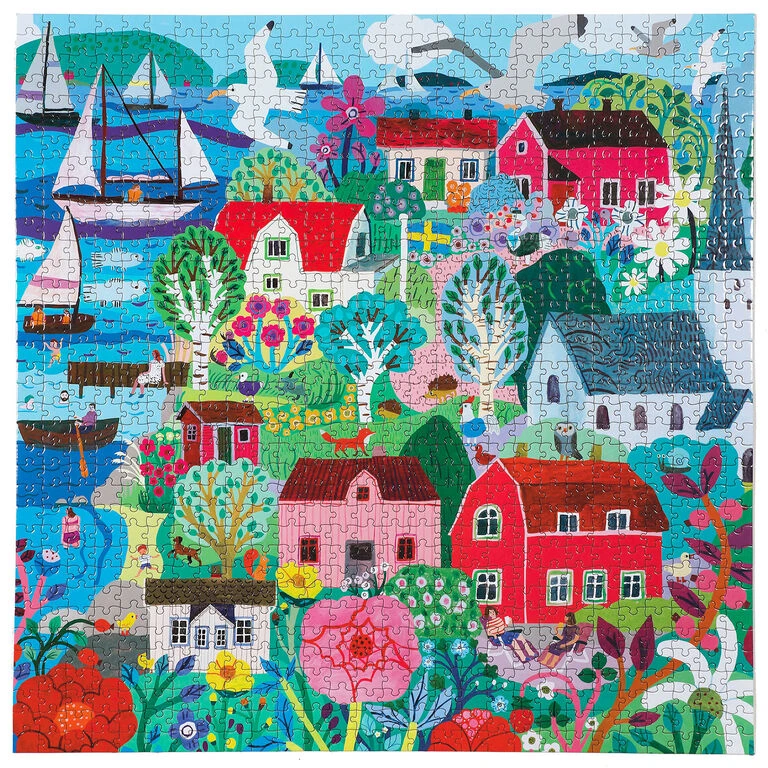 Eeboo Swedish Fishing Village 1000-Piece Jigsaw Puzzle 4 Eeboo Swedish Fishing Village 1000-Piece Jigsaw Puzzle - Image 2