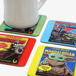 Star Wars: The Mandalorian Comic Book Cover Coasters, Set Of 4 -Charming Home Shop The Mandalorian Coaster Set 17446 03