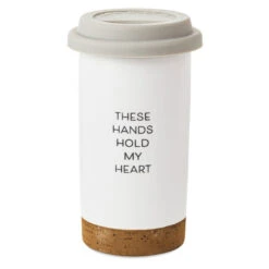 Hallmark These Hands Hold My Heart Ceramic Travel Mug, 12.5 Oz. -Charming Home Shop These Hands Hold My Heart Travel Mug With Paints 1BBY4852 02