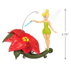 Hallmark Disney Tinker Bell Pixie-Dusted Poinsettia Ornament -Charming Home Shop Tinker Bell on Flower Keepsake Ornament 2099QXD6637 03