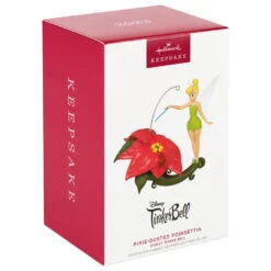 Hallmark Disney Tinker Bell Pixie-Dusted Poinsettia Ornament -Charming Home Shop Tinker Bell on Flower Keepsake Ornament 2099QXD6637 04