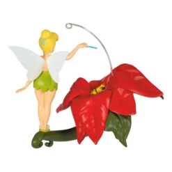 Hallmark Disney Tinker Bell Pixie-Dusted Poinsettia Ornament -Charming Home Shop Tinker Bell on Flower Keepsake Ornament 2099QXD6637 06