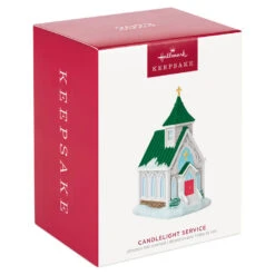Hallmark Candlelight Service Ornament -Charming Home Shop White Church With Green Steeple Keepsake Ornament 2199QGO2767 04